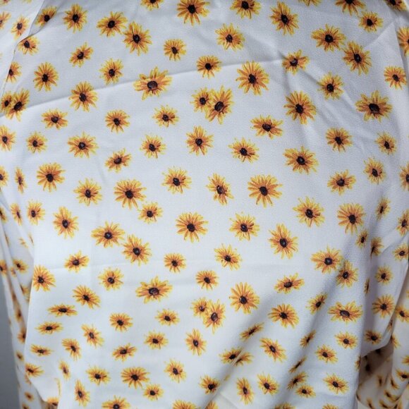 WeWoreWhat Yellow Sunflower Print Long-Sleeve Crisscross Open-Back Blouse Size L - Picture 3 of 10